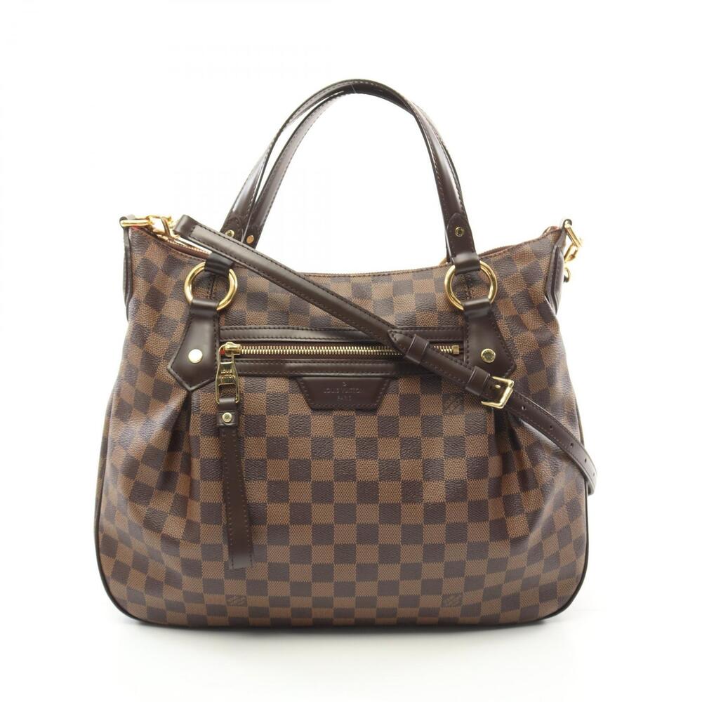 Louis Vuitton Evora Damier Ebene Brown Handbag Canvas Leather